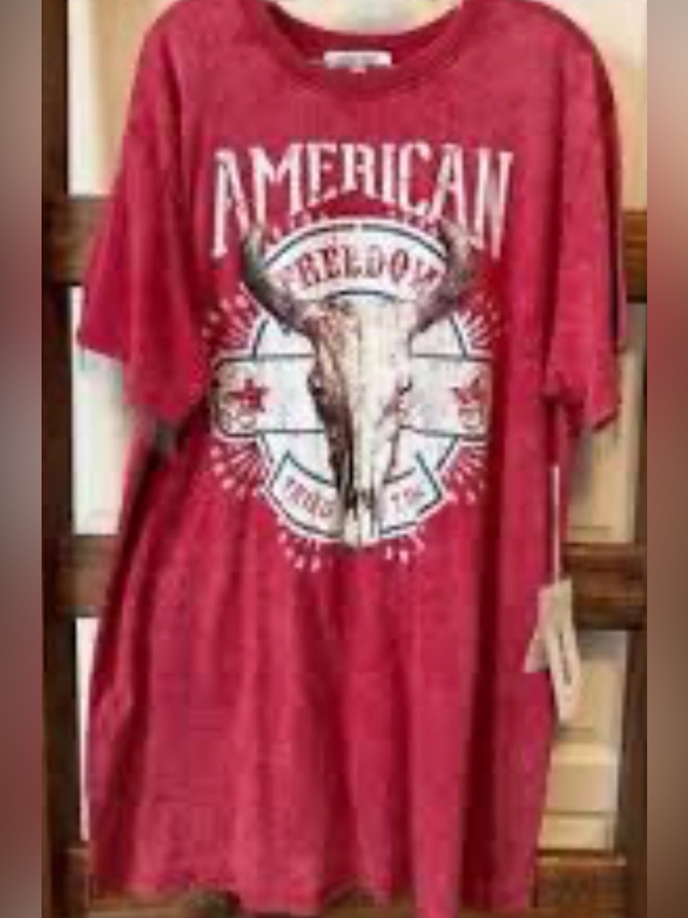 NWT Mimi Chica American Freedom Graphic T-Shirt Dress Sleeve Fringe 2X